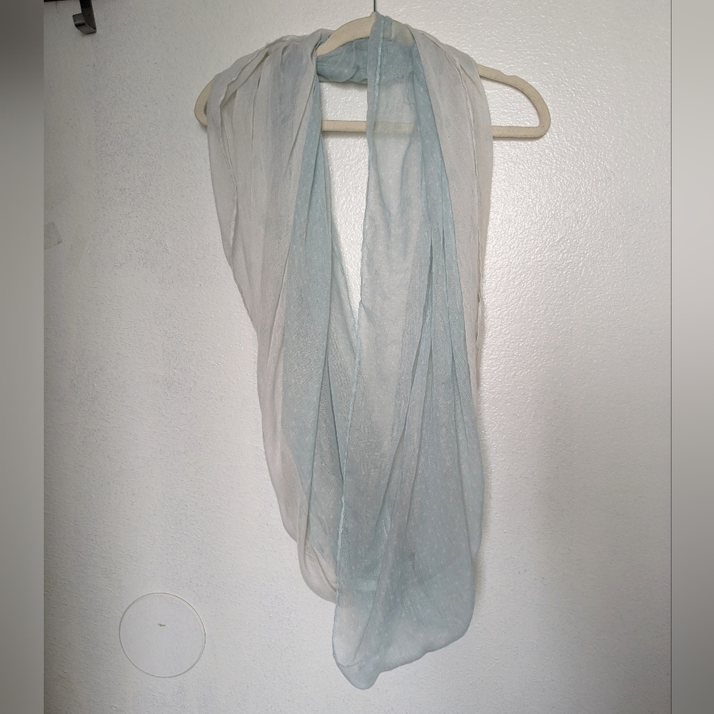 Blue and white mesh gradient infinity scarf/wrap/shawl polka dot one size